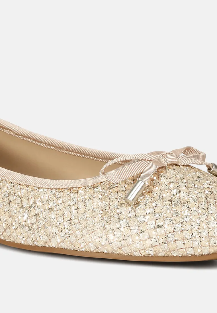 Glitter Faux Leather Flat Ballerinas