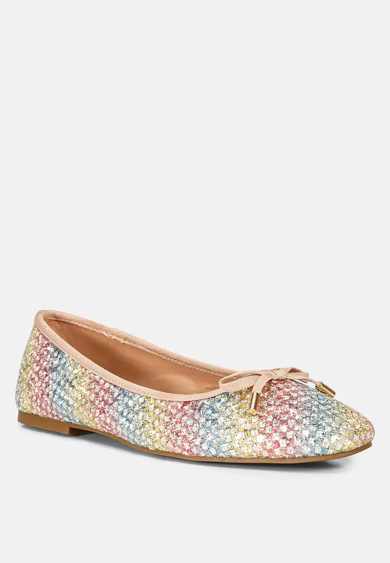 Glitter Faux Leather Flat Ballerinas