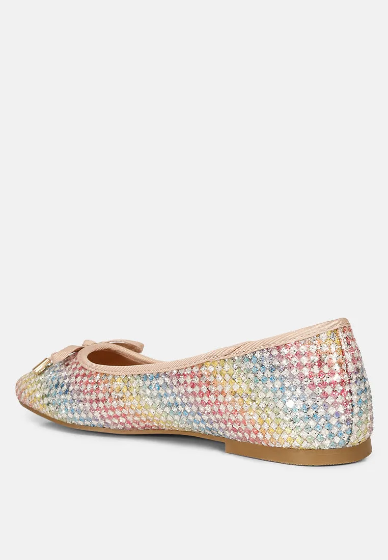 Glitter Faux Leather Flat Ballerinas
