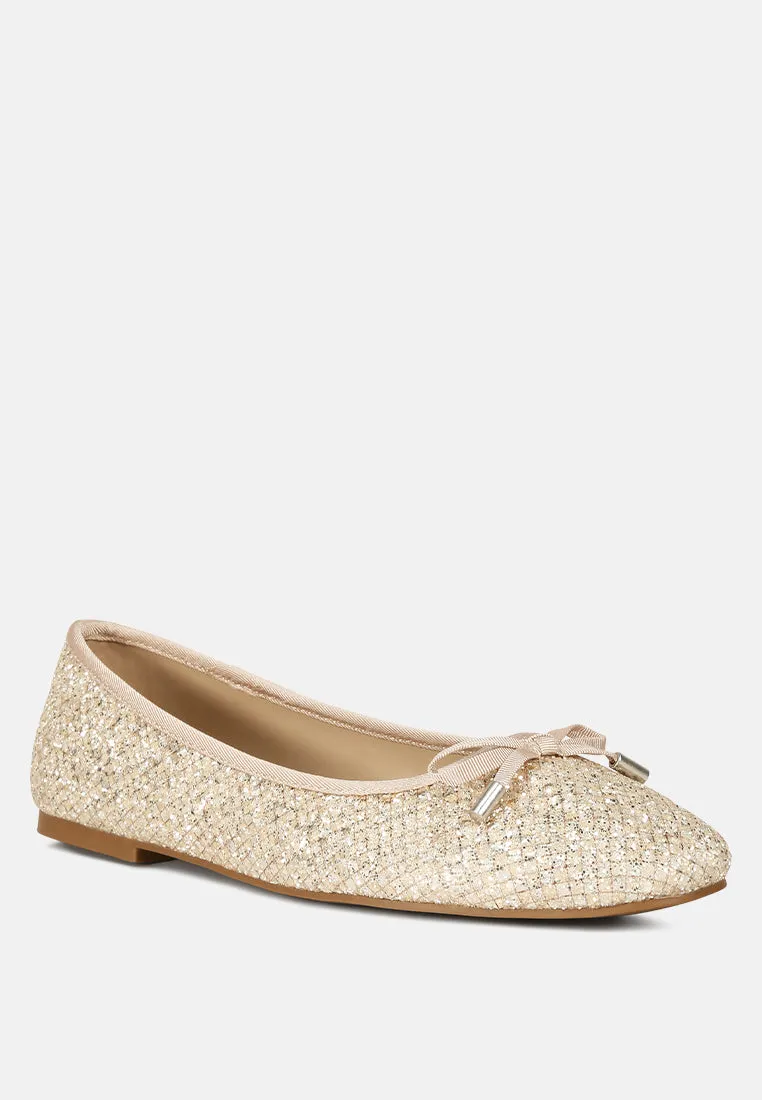 Glitter Faux Leather Flat Ballerinas