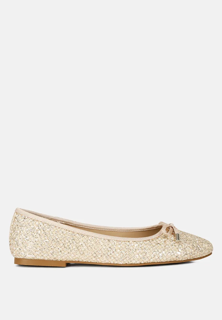 Glitter Faux Leather Flat Ballerinas