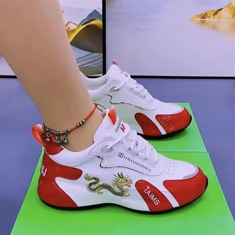 Golden Dragon Embroidered Fashionable Shoes Soft Sole Men's And Women's Same Style Pippen Dad Shoes
