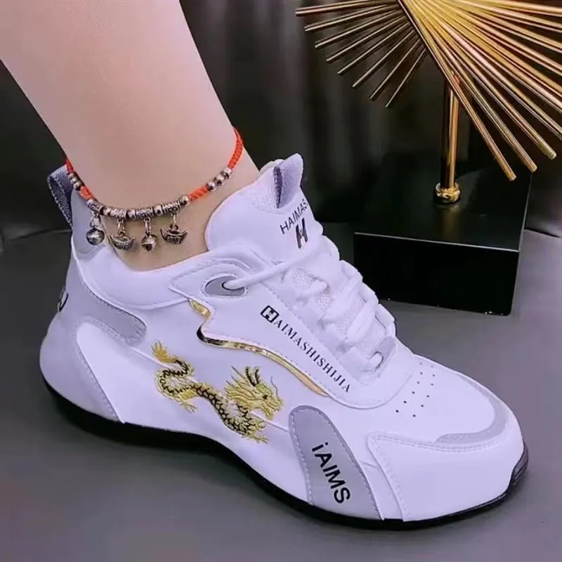 Golden Dragon Embroidered Fashionable Shoes Soft Sole Men's And Women's Same Style Pippen Dad Shoes