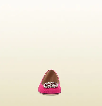 Gucci - GG sparkling suede ballet flat