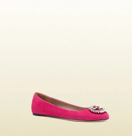 Gucci - GG sparkling suede ballet flat