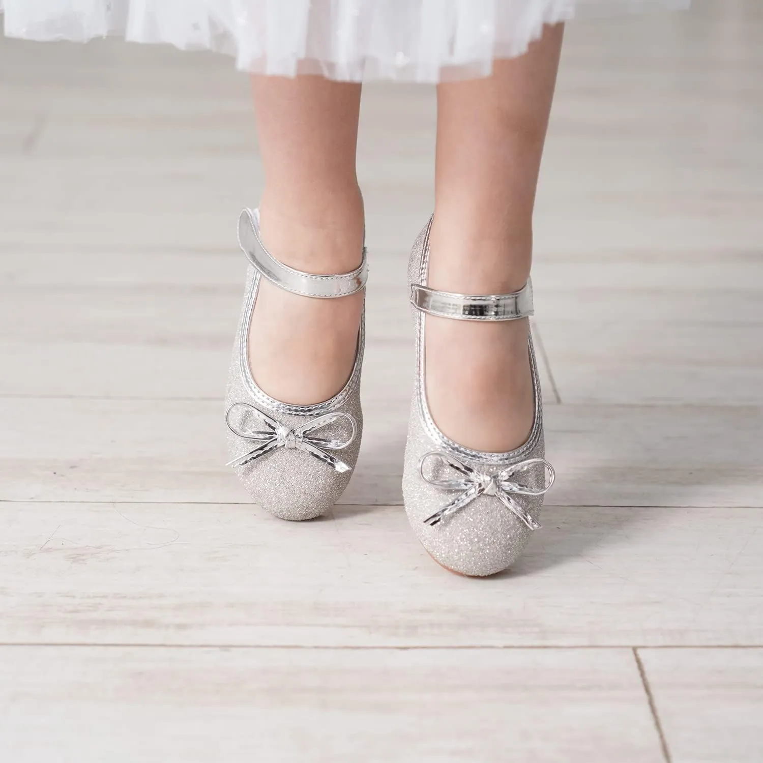 GUGUYeah Glitter Sparkle Girls Ballerina Dress Shoes Little Girl Princess Wedding Party Mary Jane Ballet Flats for Toddler and Kids