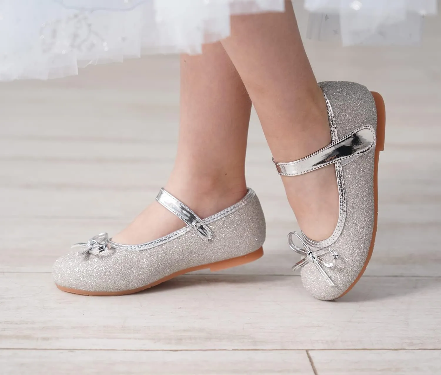 GUGUYeah Glitter Sparkle Girls Ballerina Dress Shoes Little Girl Princess Wedding Party Mary Jane Ballet Flats for Toddler and Kids