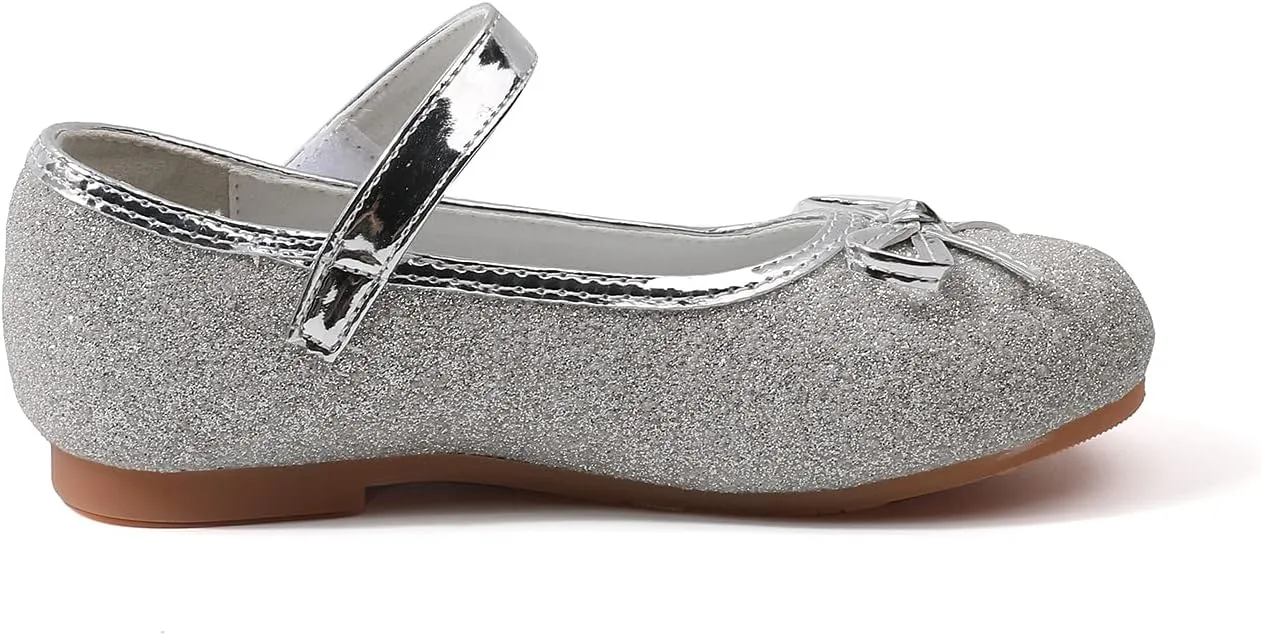 GUGUYeah Glitter Sparkle Girls Ballerina Dress Shoes Little Girl Princess Wedding Party Mary Jane Ballet Flats for Toddler and Kids