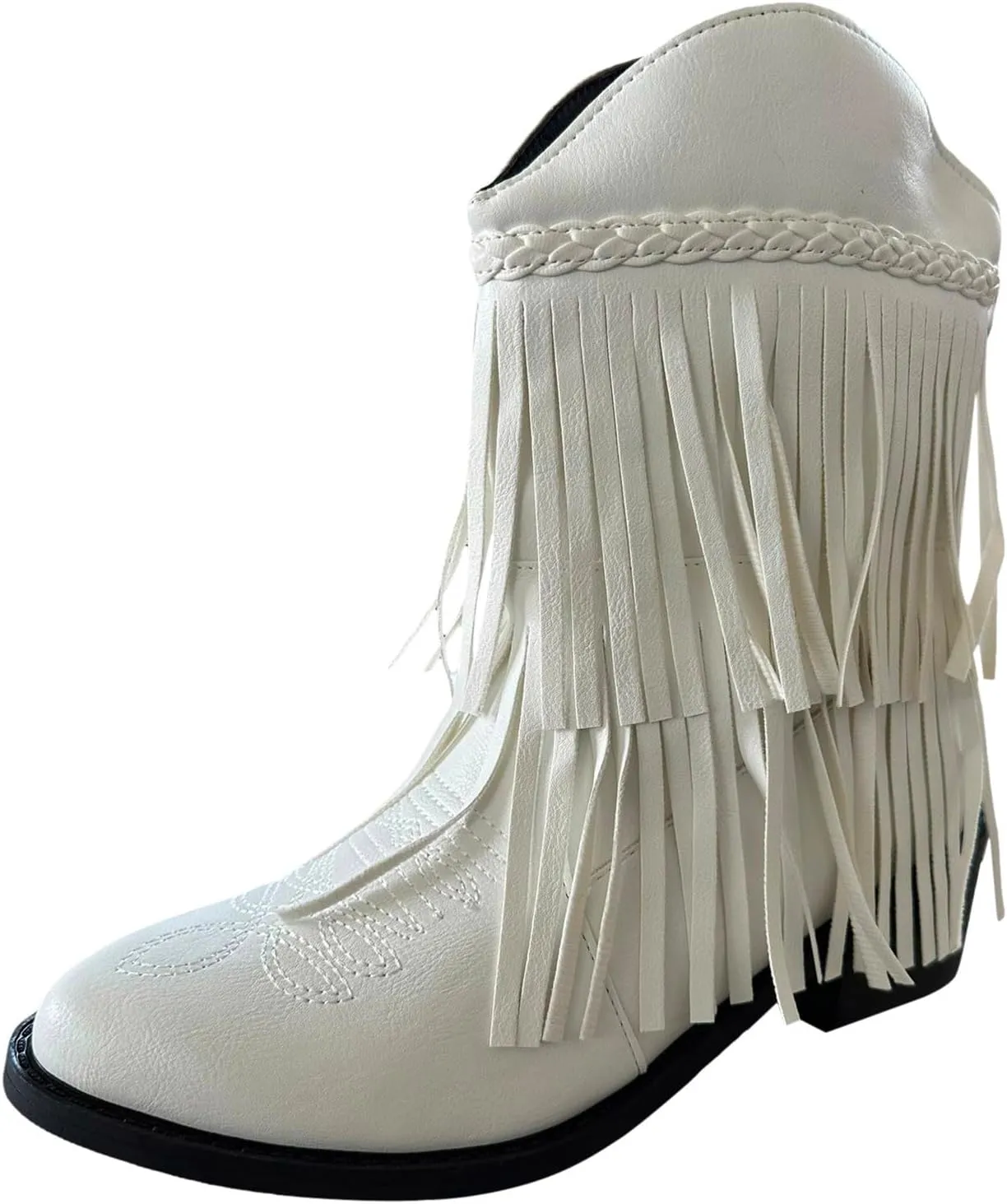 Hiking Boots Women Women's Mid Calf Tassel Cowboy Boots Embroidery Low Heels Western Bootie For Ladies Fall Winter