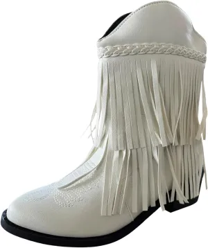 Hiking Boots Women Women's Mid Calf Tassel Cowboy Boots Embroidery Low Heels Western Bootie For Ladies Fall Winter