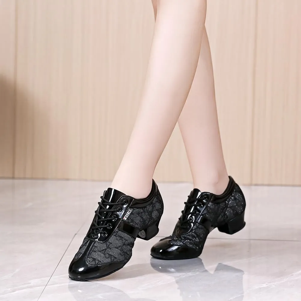 HIPPOSEUS Women's Professional Latin Dance Practice Shoes Closed Toe Competition Training Dance Shoes Indoor,Model 2213