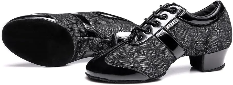 HIPPOSEUS Women's Professional Latin Dance Practice Shoes Closed Toe Competition Training Dance Shoes Indoor,Model 2213