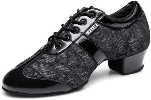 HIPPOSEUS Women's Professional Latin Dance Practice Shoes Closed Toe Competition Training Dance Shoes Indoor,Model 2213