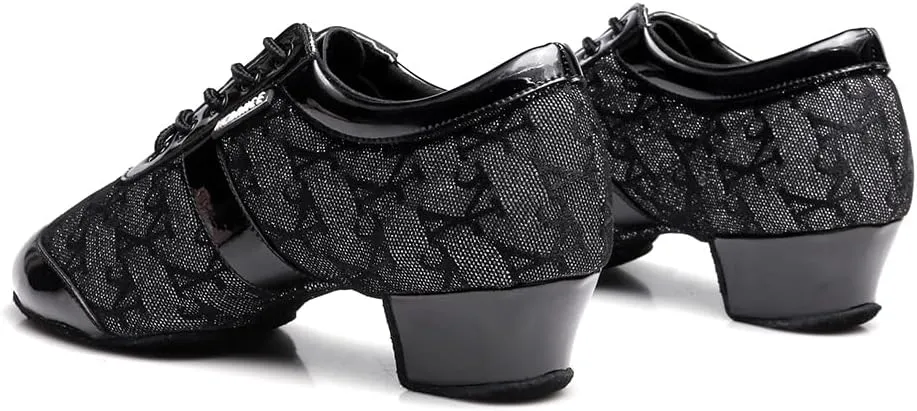 HIPPOSEUS Women's Professional Latin Dance Practice Shoes Closed Toe Competition Training Dance Shoes Indoor,Model 2213