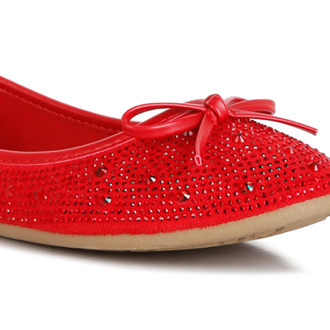 Hosana Rhinestones And Stud Embellished Ballet Flats