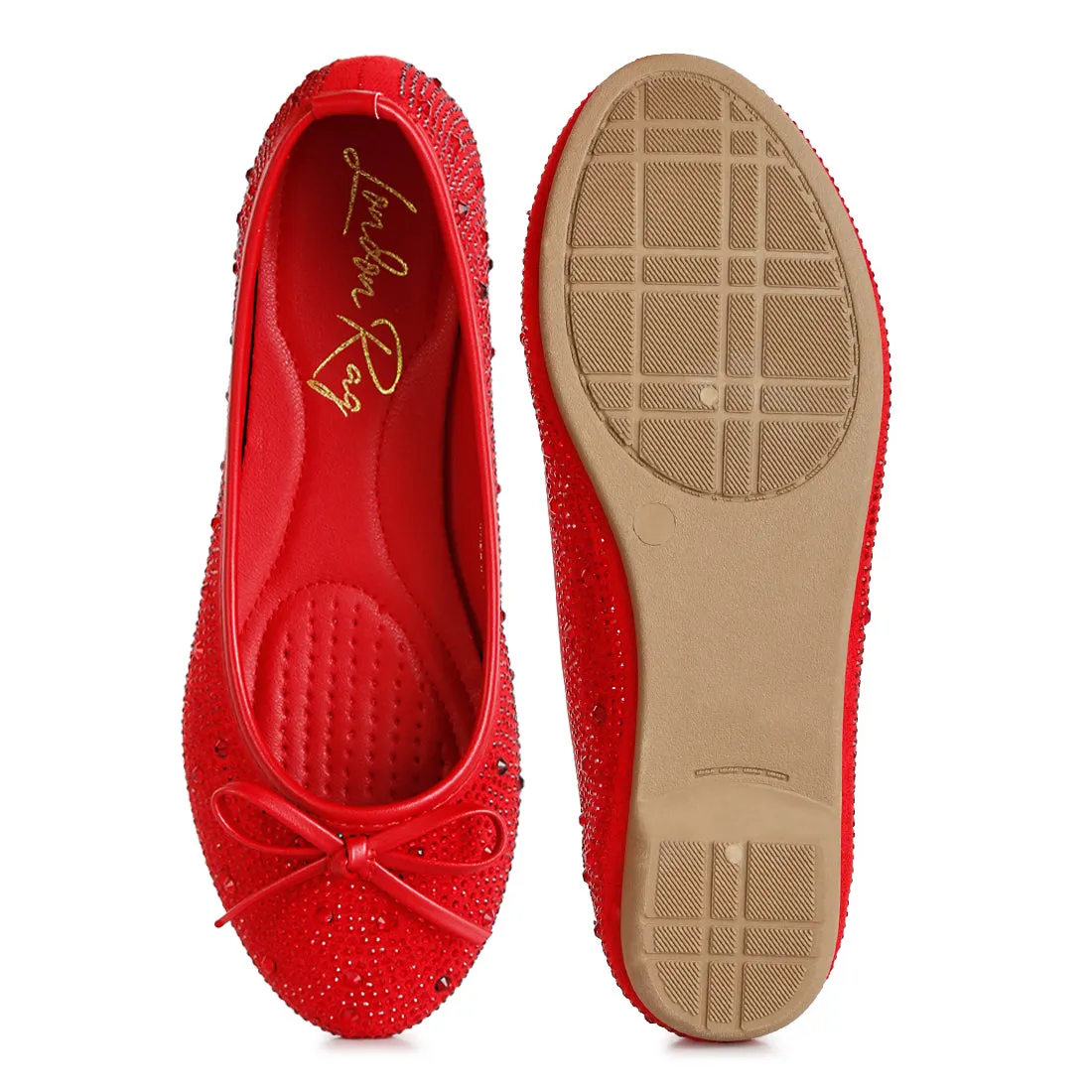 Hosana Rhinestones And Stud Embellished Ballet Flats