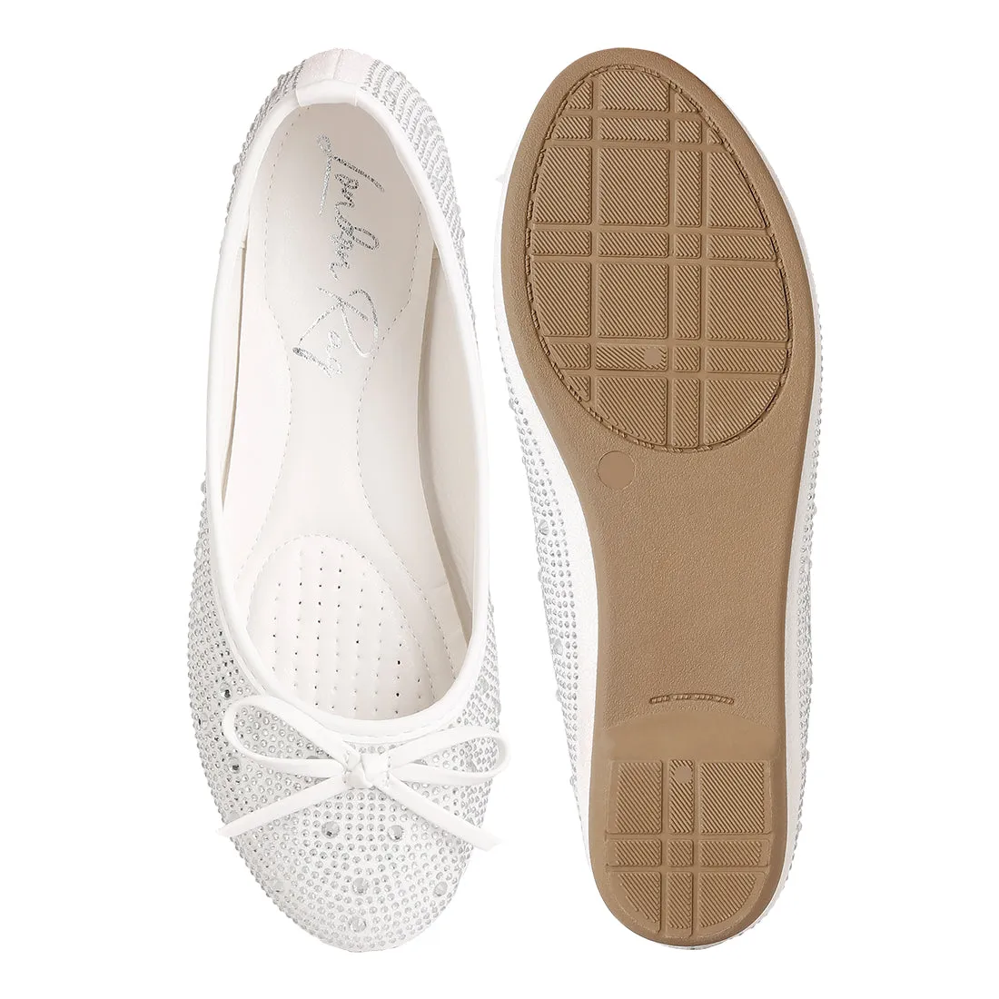 Hosana Rhinestones And Stud Embellished Ballet Flats