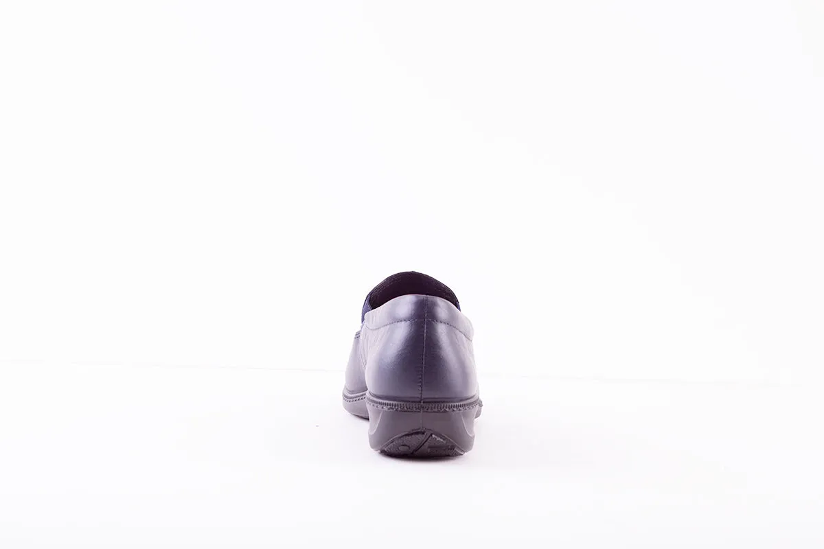 HOTTER - CALYPSO FLAT CASUAL SHOE - NAVY LEATHER