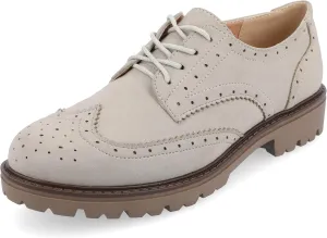 Journee Womens Cushioned footbeds Claudiya Oxford Flat Almond-Toe Faux Leather lace-up