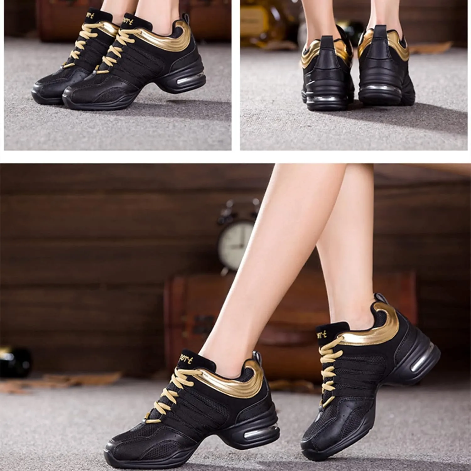 Julymens Women's Jazz Dancing Sneakers Breathable Mesh Lightweight Split Sole Athletic Walking Shoes