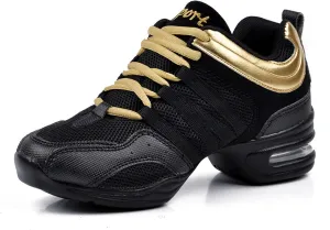 Julymens Women's Jazz Dancing Sneakers Breathable Mesh Lightweight Split Sole Athletic Walking Shoes
