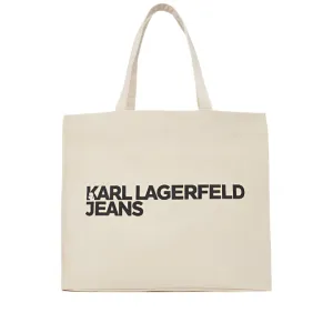 KARL LAGERFELD JEANS BEIGE LOGO CANVAS SHOPPER BAG