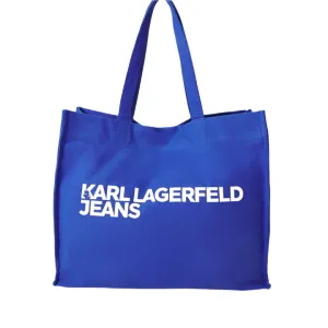 KARL LAGERFELD JEANS BLUE LOGO CANVAS SHOPPER BAG
