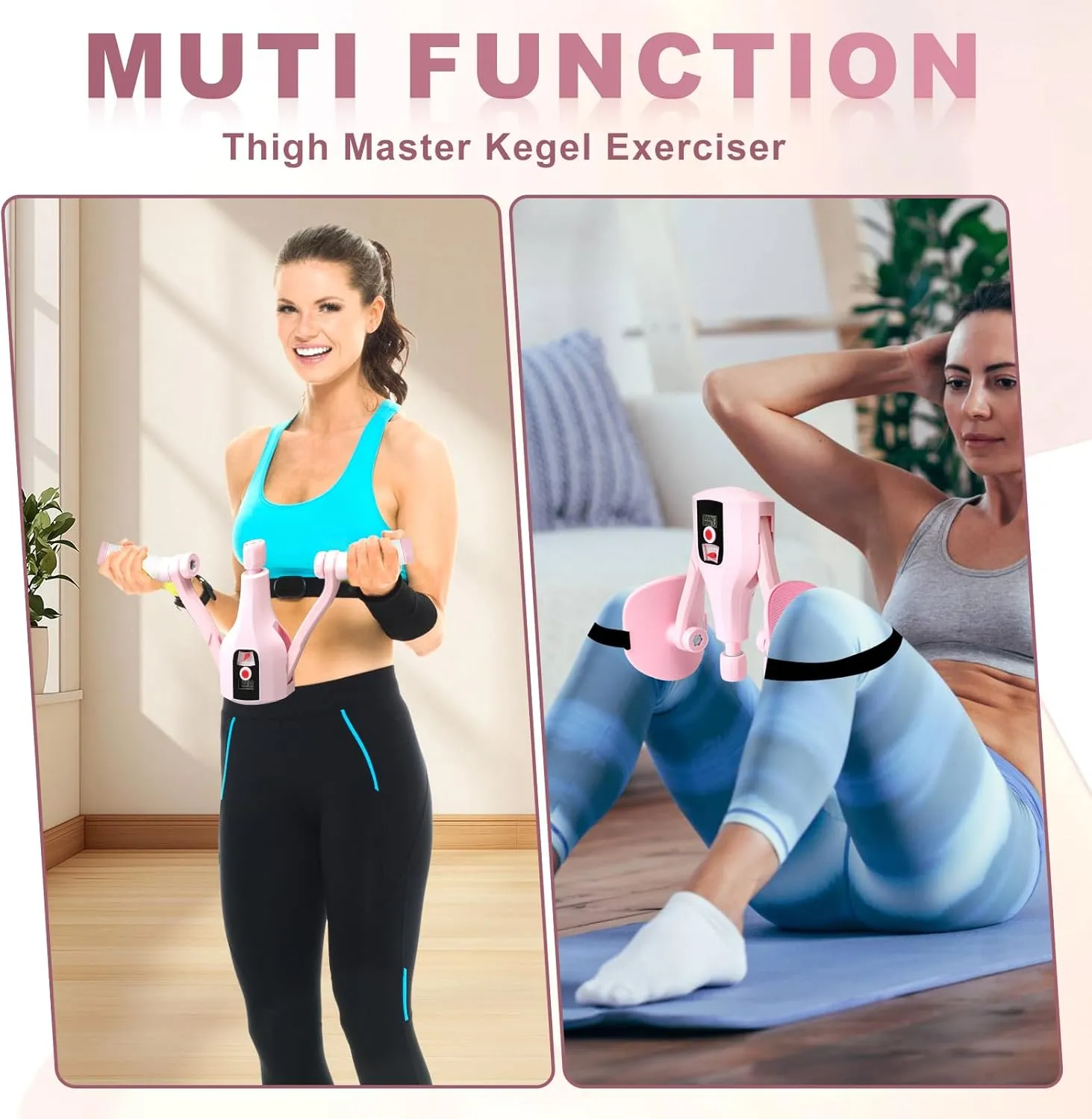 Keria Thigh Master Hip & Pelvic Trainer - Adjustable 0-55lbs Kegel Exerciser with Leg Straps, Handles for Pelvic Floor, Postpartum Rehab, Inner Thigh & Arms Toning