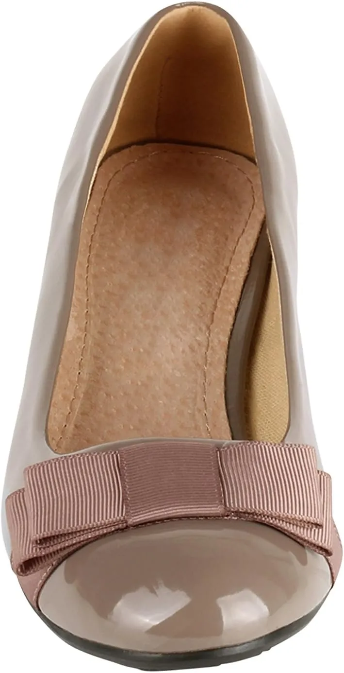 KRISP Womens Low Block Heel Patent Courts Ladies Work Party Ballerina Pumps Shoes