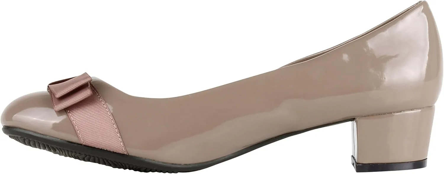 KRISP Womens Low Block Heel Patent Courts Ladies Work Party Ballerina Pumps Shoes