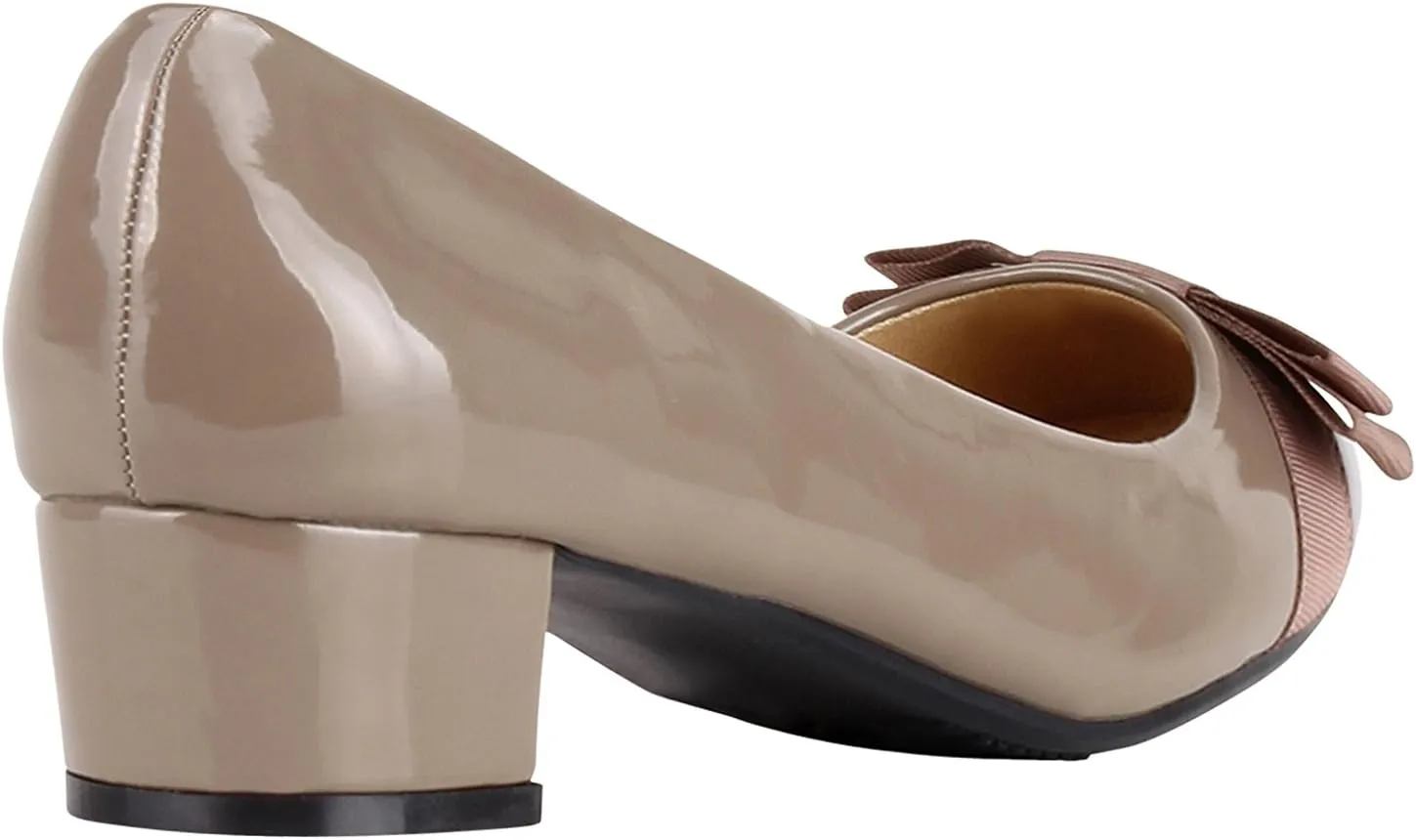 KRISP Womens Low Block Heel Patent Courts Ladies Work Party Ballerina Pumps Shoes