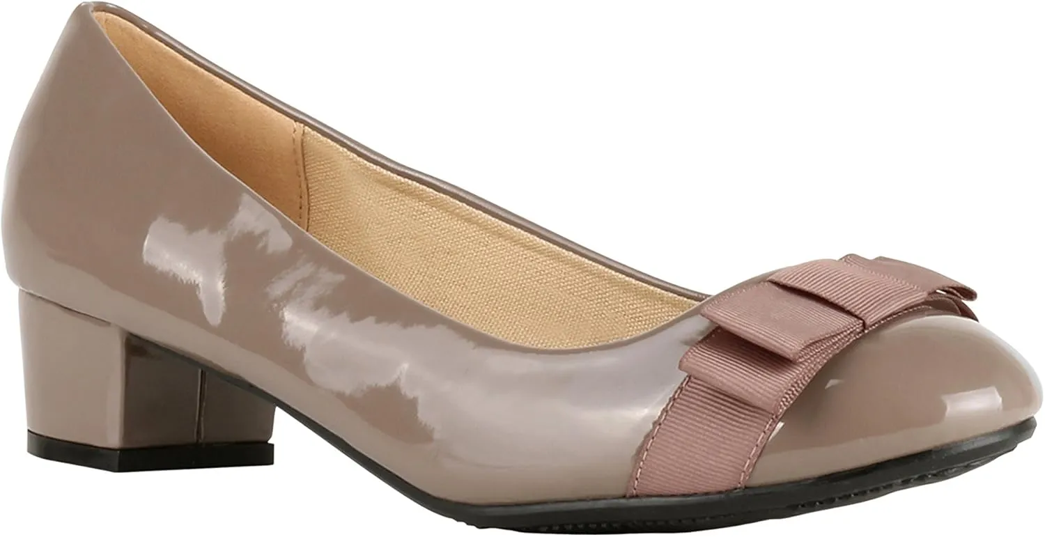 KRISP Womens Low Block Heel Patent Courts Ladies Work Party Ballerina Pumps Shoes