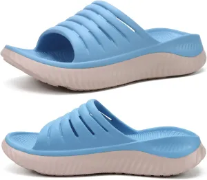 KuaiLu Womens Recovery Sandals With Comfortable Plantar Fasciitis Support,Ladies Orthotic Open Toe Sport Slides Thick Cushion Reduces Stress on Feet,Joints & Back Post-Exercise
