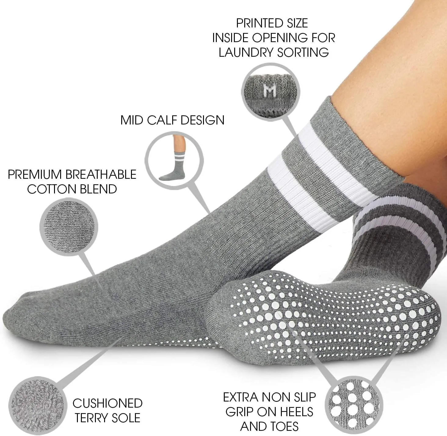 LA ACTIVE Non Slip Yoga Grip Socks - Barre Ballet Pilates Athletic Socks for Men and Women