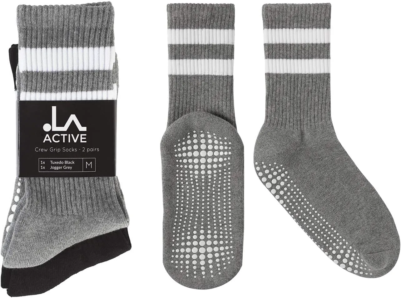LA ACTIVE Non Slip Yoga Grip Socks - Barre Ballet Pilates Athletic Socks for Men and Women