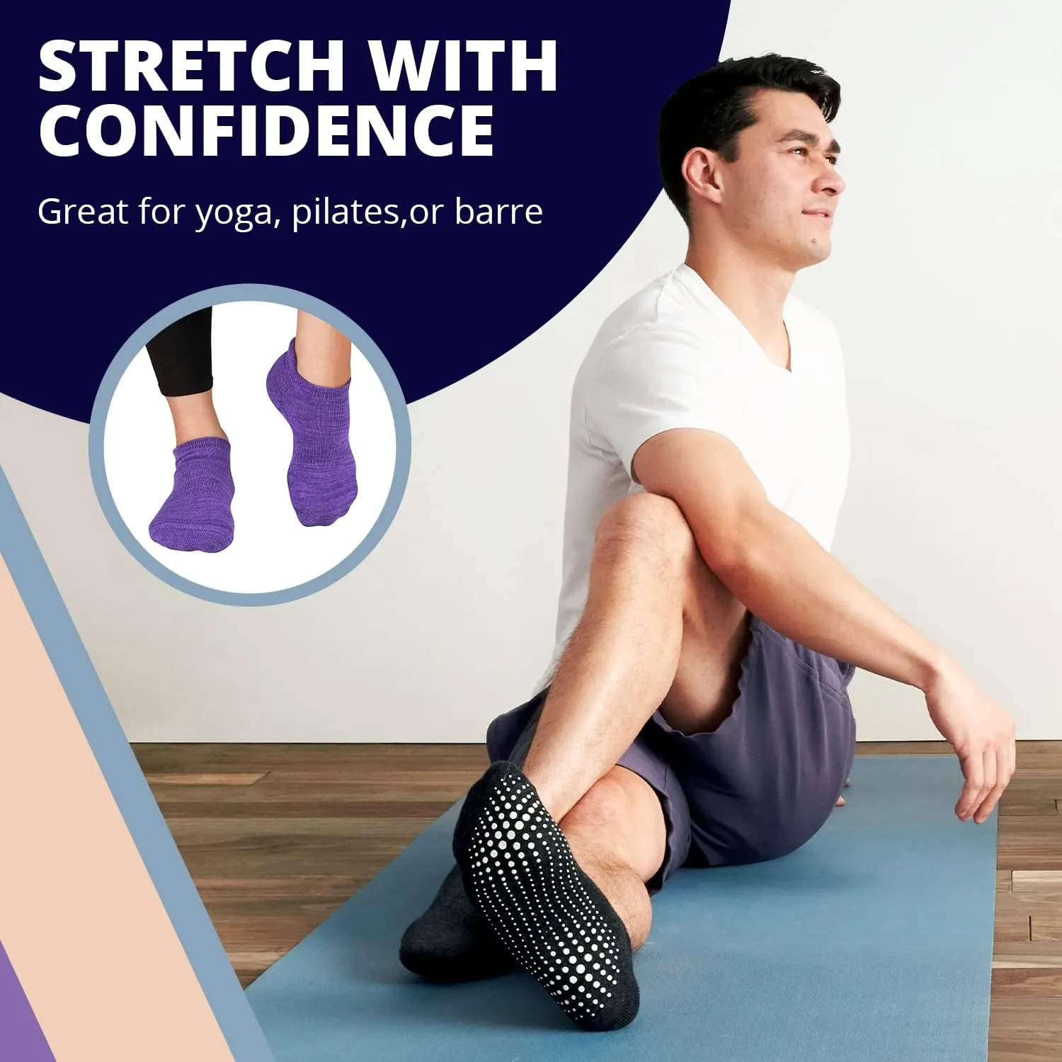 LA ACTIVE Non Slip Yoga Grip Socks - Barre Ballet Pilates Athletic Socks for Men and Women