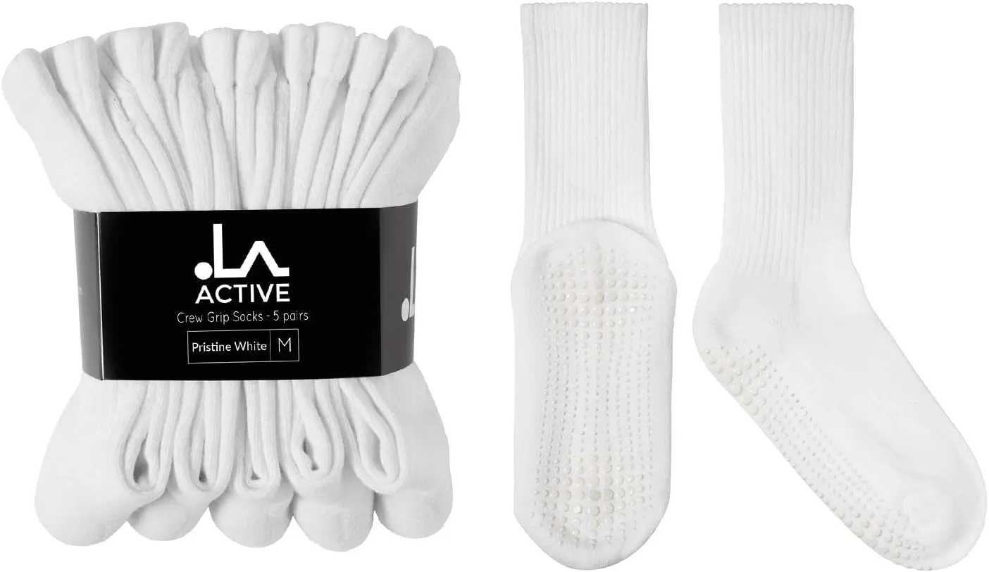 LA ACTIVE Non Slip Yoga Grip Socks - Barre Ballet Pilates Athletic Socks for Men and Women