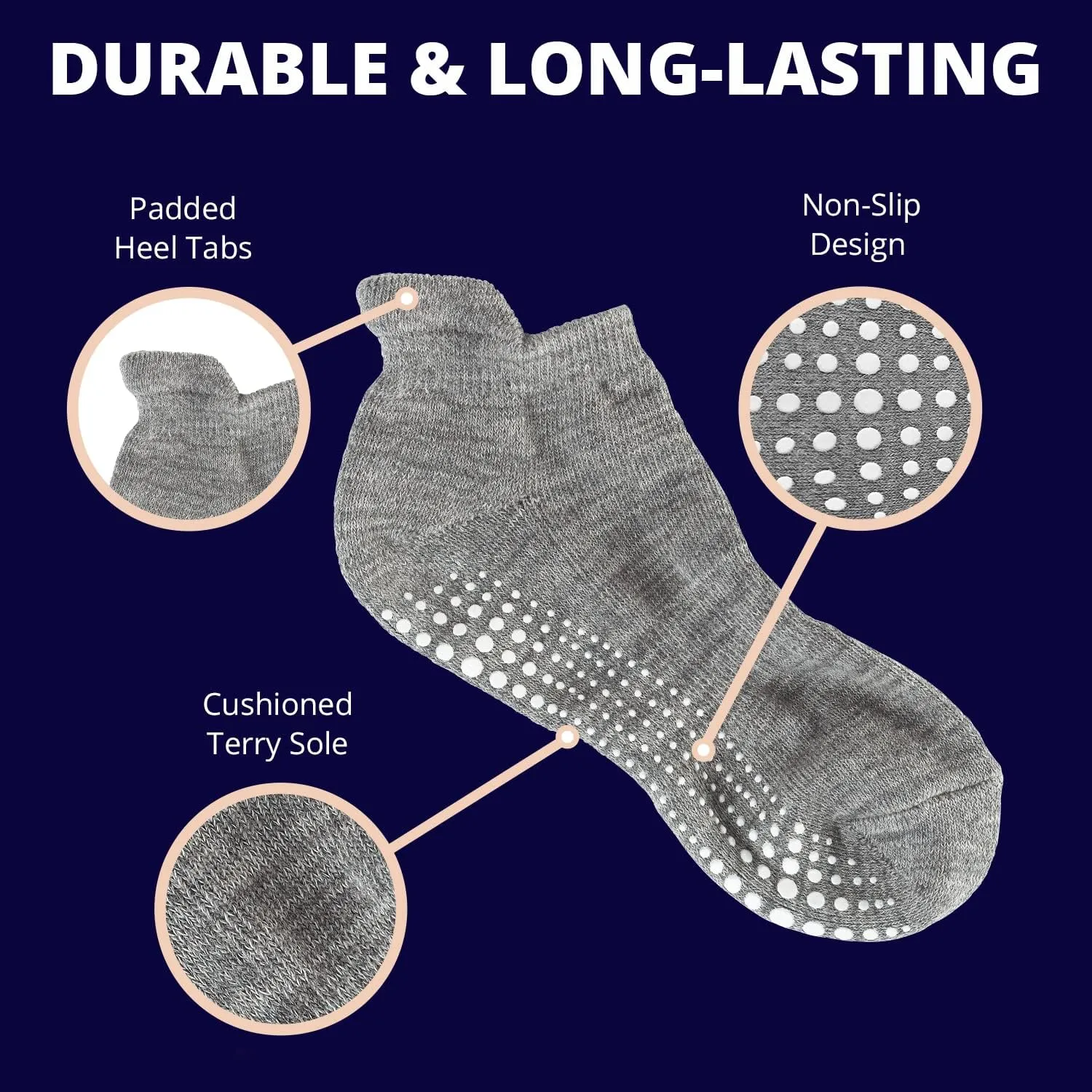 LA ACTIVE Non Slip Yoga Grip Socks - Barre Ballet Pilates Athletic Socks for Men and Women