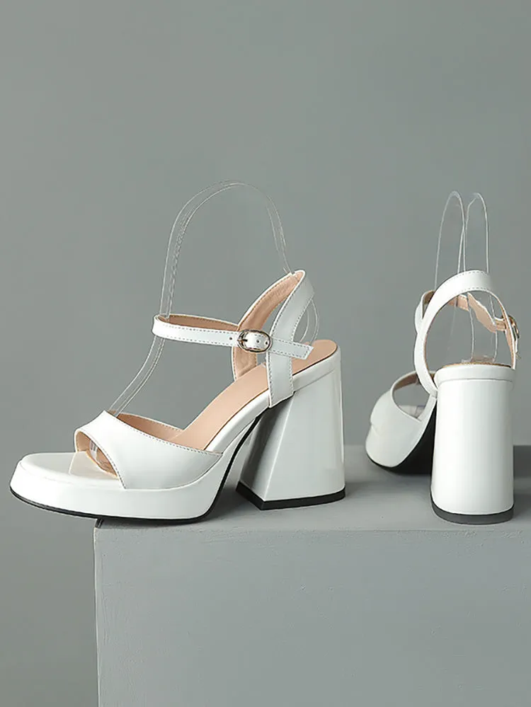 Leather Chunky Heel Sandals