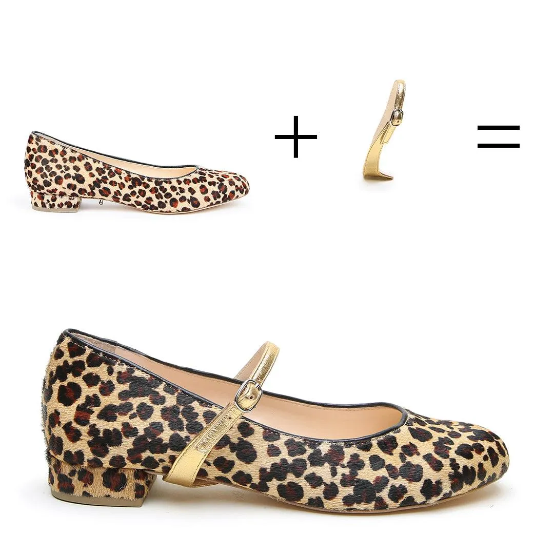 Leopard Ballet Flat   Gold Twiggy Strap