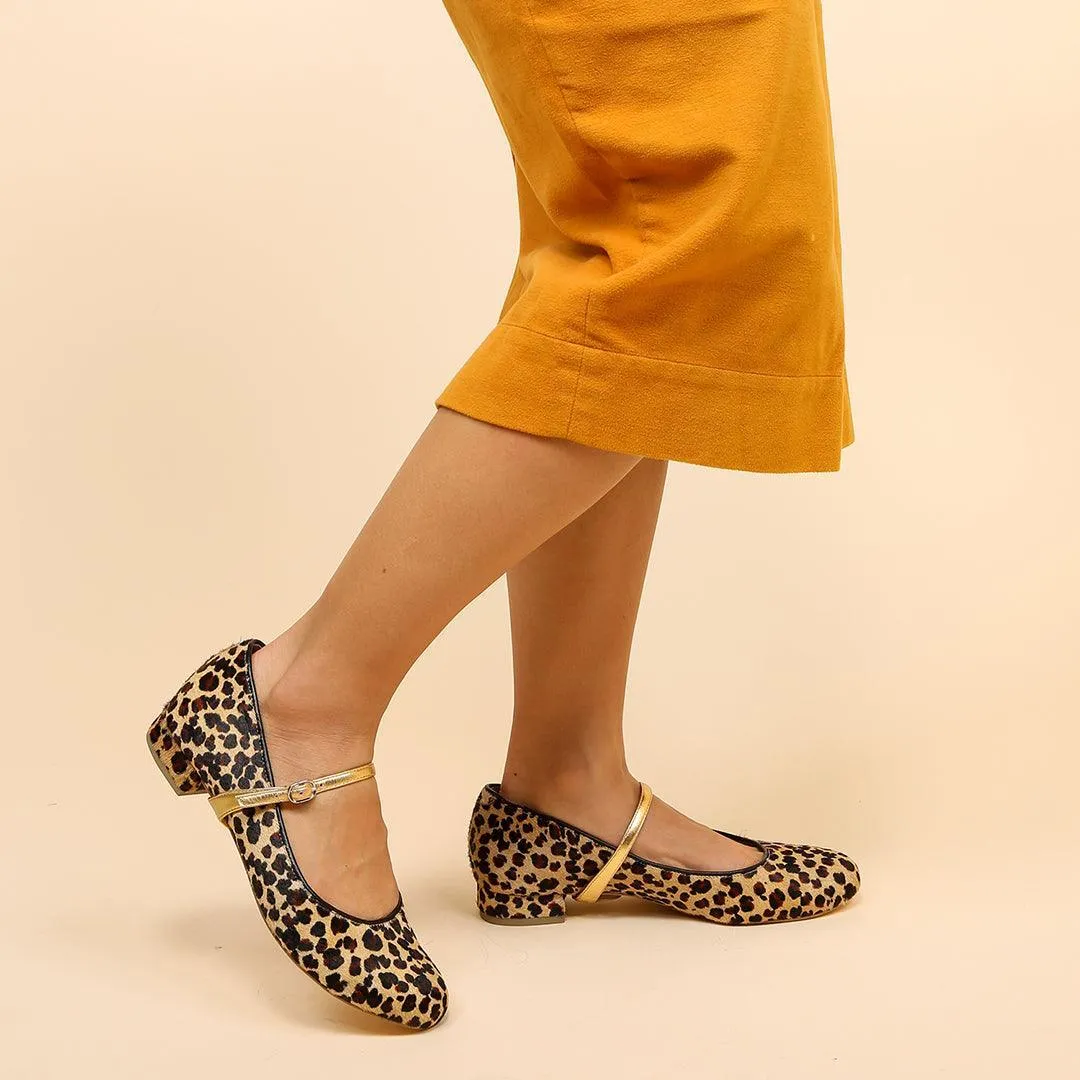 Leopard Ballet Flat   Gold Twiggy Strap