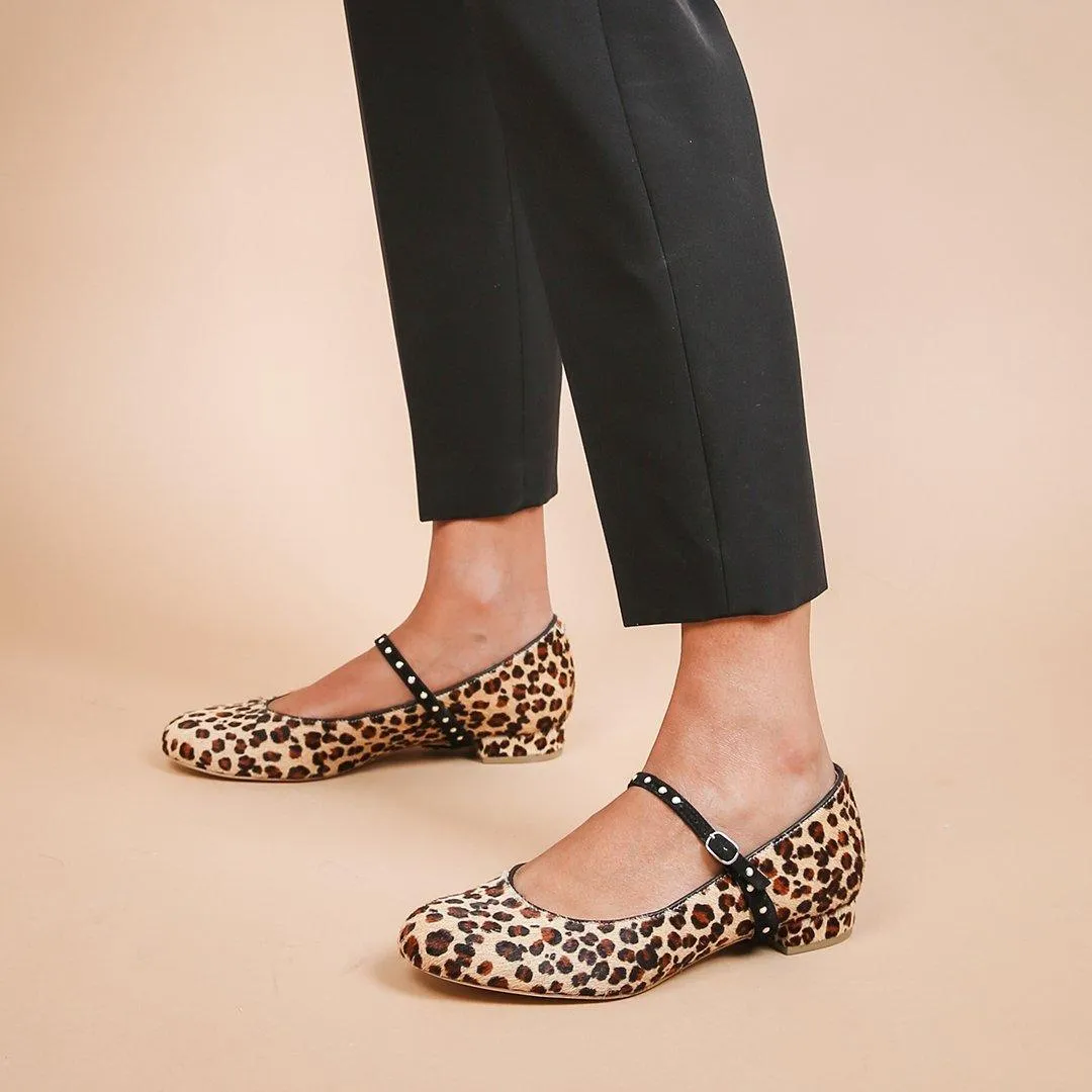 Leopard Ballet Flat   Studded Twiggy Strap