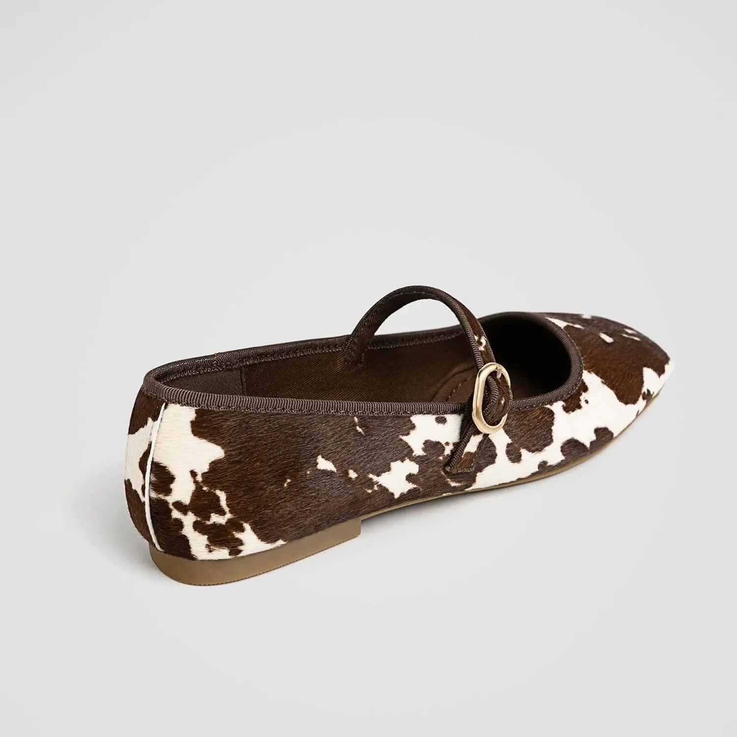 Leopard Ballet Flats for Women Velvet Animal Print Square Toe Mary Jane Flats Silver Buckle Comfortable Ballerina Shoes