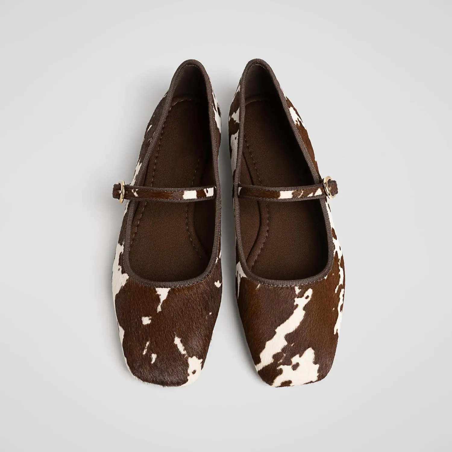 Leopard Ballet Flats for Women Velvet Animal Print Square Toe Mary Jane Flats Silver Buckle Comfortable Ballerina Shoes