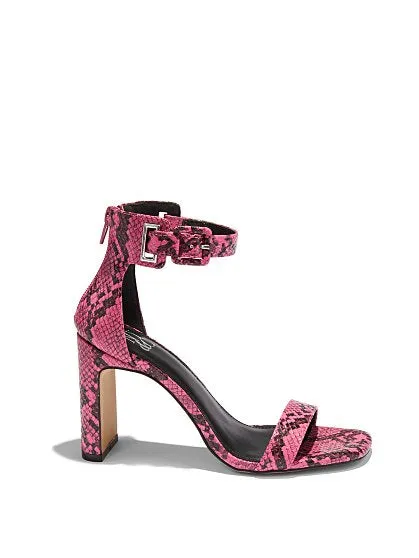 Lexi Single-Band High-Heel Sandal - Snake-Print