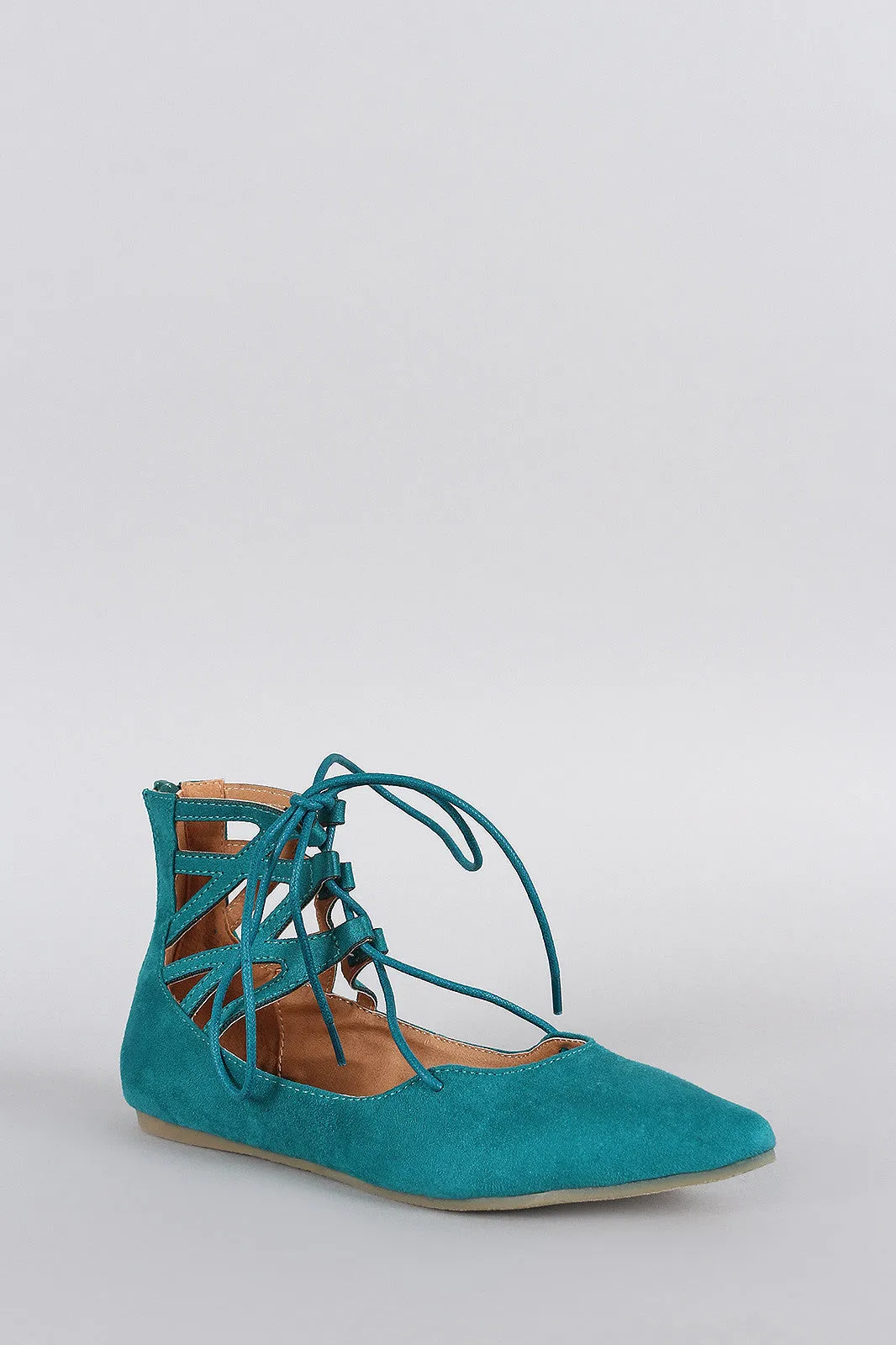 Liliana Cuff Suede Lace Ballet Caged Pointy Premium selection Flat Toe Up Spring deal
