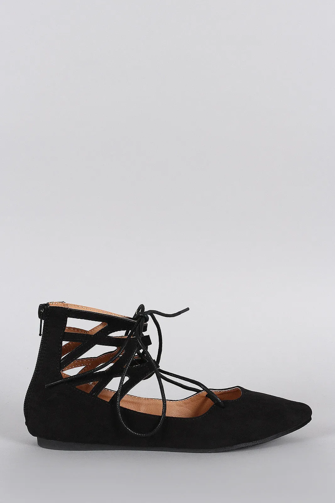 Liliana Cuff Suede Lace Ballet Caged Pointy Premium selection Flat Toe Up Spring deal