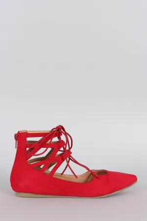 Liliana Cuff Suede Lace Ballet Caged Pointy Premium selection Flat Toe Up Spring deal