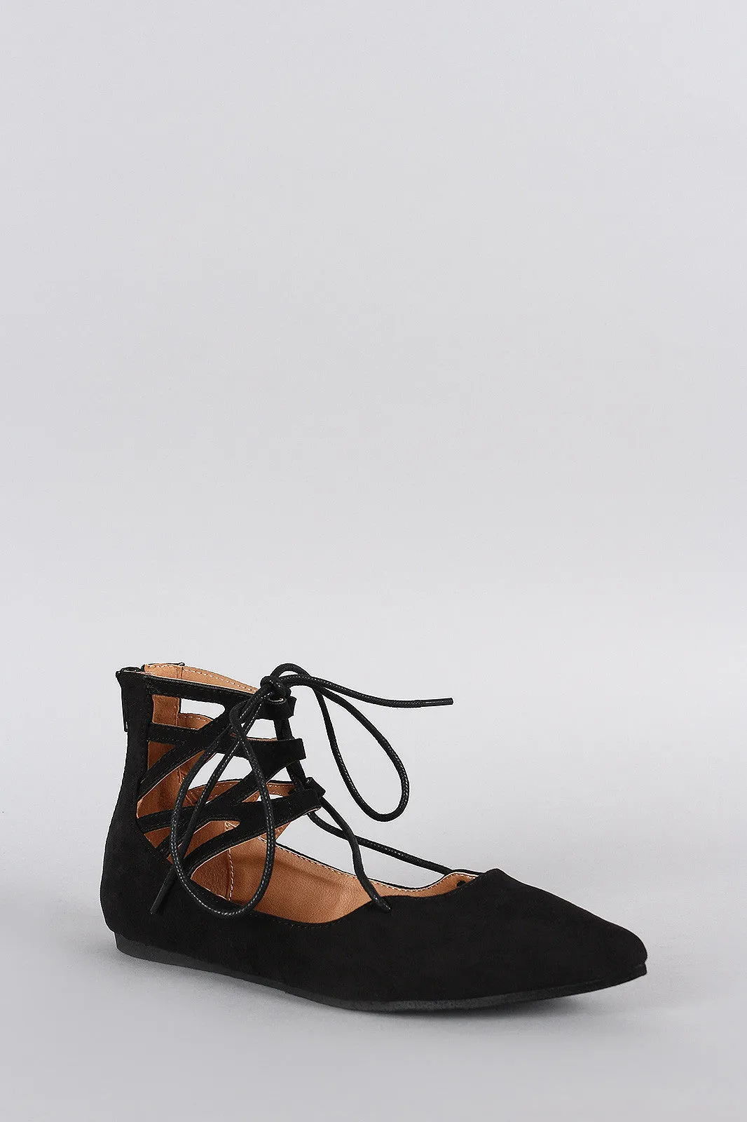 Liliana Cuff Suede Lace Ballet Caged Pointy Premium selection Flat Toe Up Spring deal