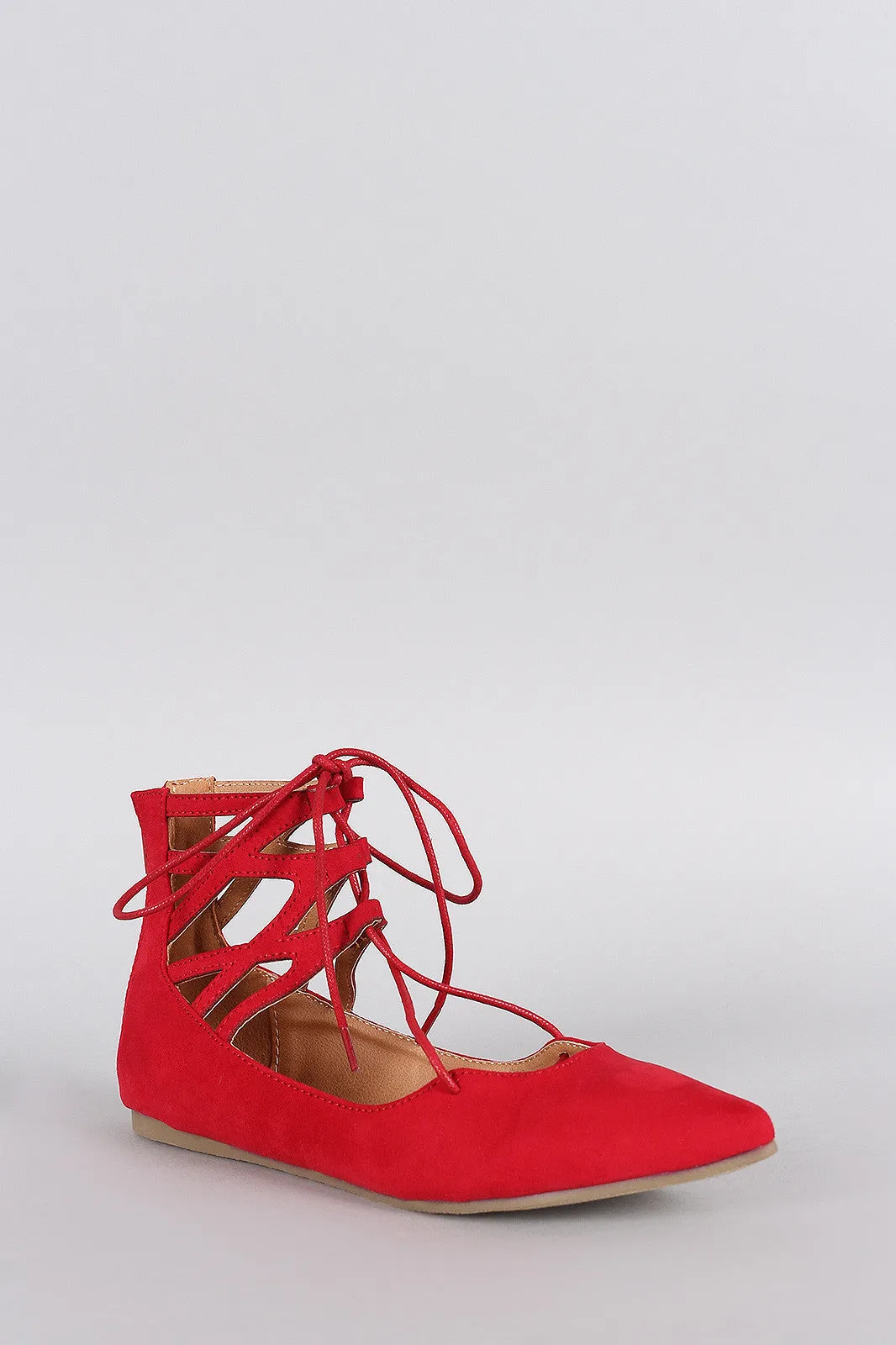 Liliana Cuff Suede Lace Ballet Caged Pointy Premium selection Flat Toe Up Spring deal